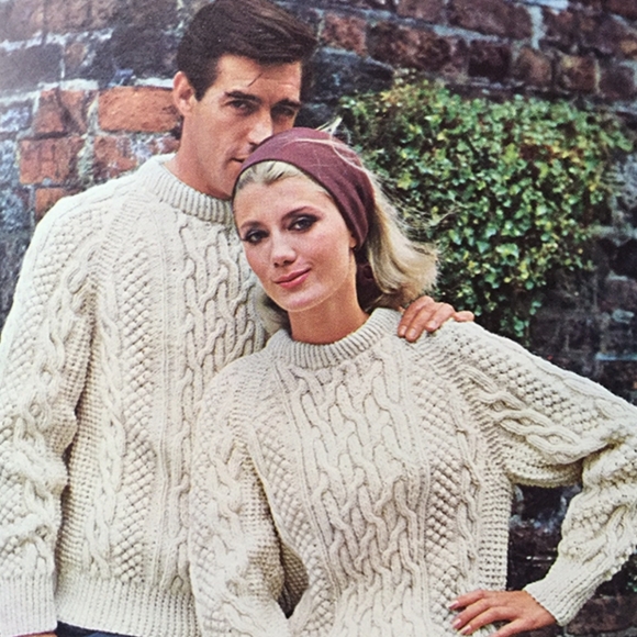 Vintage Irish 100% Wool Large Handknit Fishermans Turtleneck Sweater by Kinvara - Picture 2 of 5